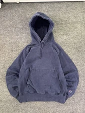 Champion Reverse Weave Navy Blue hoodie y2k baggy loose fit size S Essential 00s