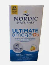 3/27 Nordic Naturals Ultimate Omega-D3, Lemon Flavor - 60 Soft Gels - 1280 mg Om