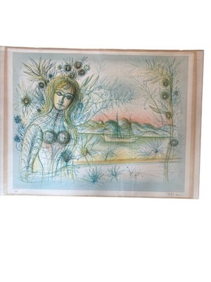 Funky 60er Lithographie 72cm x 52cm Artist Proof signiert Crazy Penwork Far Out Franc