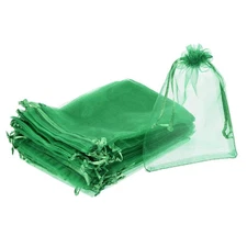 100pcs Organza Bags 4x6 Inch Drawstring Favor Pouches Mesh Bag Dark Green