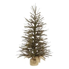 Vickerman 36x18" Plastic Vienna Twig Artificial Christmas Tree in Green