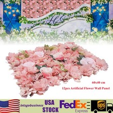 12x Artificial Flower Wall Panel Floral Wall Backdrop Deco DIY for Wedding Party