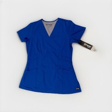 Grey  s Anatomy TV Show Women  s Blue Medical Scrub Shirt V-Neck Top Size Small