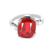 7 Ct. Certified Natural Cushion Cut Red Ruby 925 Sterling Silver Ring