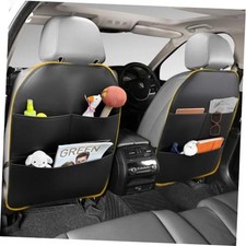 2Pack Seat Back Protectors for Kids, Car Kick Mats for Front Seats, Black