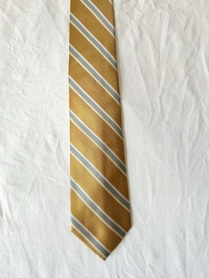 Krawatte BARBA NAPOLI Sartoriale Seide Gold Ocker Regimental Silk Tie Vintage 9,5