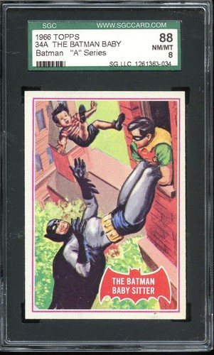 1966 Topps Batman Red Bat #34A The Batman Baby Sitter — SGC 8