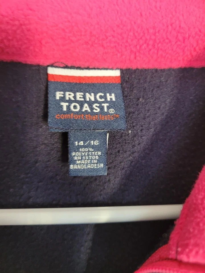 ФРАНЦУЗСКИЙ ТОСТ ТЕМНО-СИНИЙ ЧЕТВЕРТЬ МОЛНИИ ФЛИСОВЫЙ ПУЛОВЕР ДЕВОЧЕК 14/16 подержанный - Изображение 3 из 3