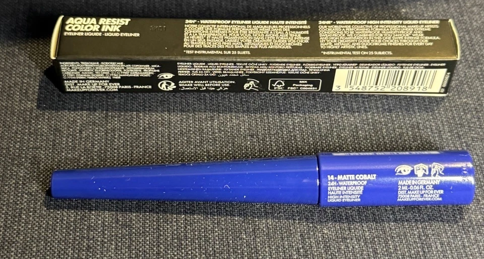 Make Up For Ever Aqua Resist Color Ink High Pigment Liq Eyeliner 14 Cobalt NIB - Image 3 of 3