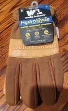 Wells Lamont Men's HydraHyde Water Resistant Cowhide Work Gloves Large Tan New