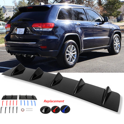 For Jeep Grand Cherokee Rear Diffuser Bumper Lip Spoiler Splitter 5 Fins Glossy 