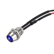 5pcs LED Signal Indicator Light AC/DC 110V 8mm Panel Mount Blue Metal Shell