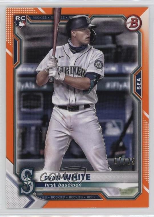 2021 Bowman Orange Border 7/25 Evan White #89 Rookie RC 15wb