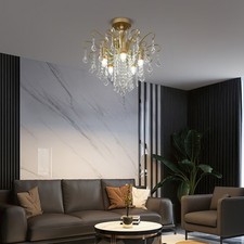 E14 Crystal Glass Chandelier Modern Farmhouse 5-Light Pendant Lighting For Hotel