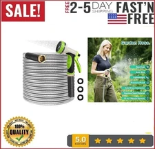 50ft, 304 Stainless Steel Garden Hose, Heavy Duty Water Hoses with 10 Function