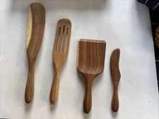 Mad Hungry  4-Piece Wood Spurtle Set - Acacia Wood - Natural Flip Scrape Stir