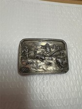 Vintage 1984 Bergamot Brass Works Farm Scenery Belt Buckle AS IS