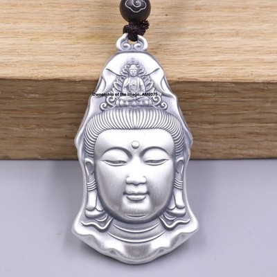 Echt 999 Feinsilber Anhänger Selige Kwan-Yin Amulett Göttin Pendant