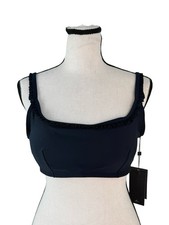 NWT Tommy Hilfiger Navy Blue Ruffle Trim Bikini Swim Top L 78