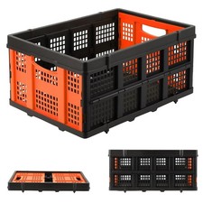 Collapsible Crate 55L Foldable Plastic Milk Crate with Side Handle Container