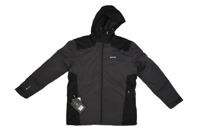 Regatta Great Outdoors Jacket Mens Large Ash Black Waterproof Hooded Coat New