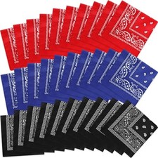 30 Pcs Bandanas Bulk Paisley Bandanas Unisex Cowboy Head Wrap Classic Colors