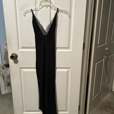 Rare Victoria Secret Lingerie Slip Small Black Long Gown Lace Trim New Size M