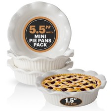 Aunt Shannon's Kitchen White Ceramic Mini Pie Pans - Set of 4 - 4-Pack,