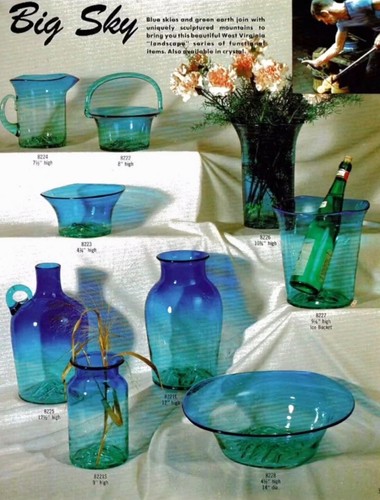 Vintage Blenko Glass Big Sky Blue Green Mountains Don Shepherd 8221S Vase🌲 - Picture 4 of 14