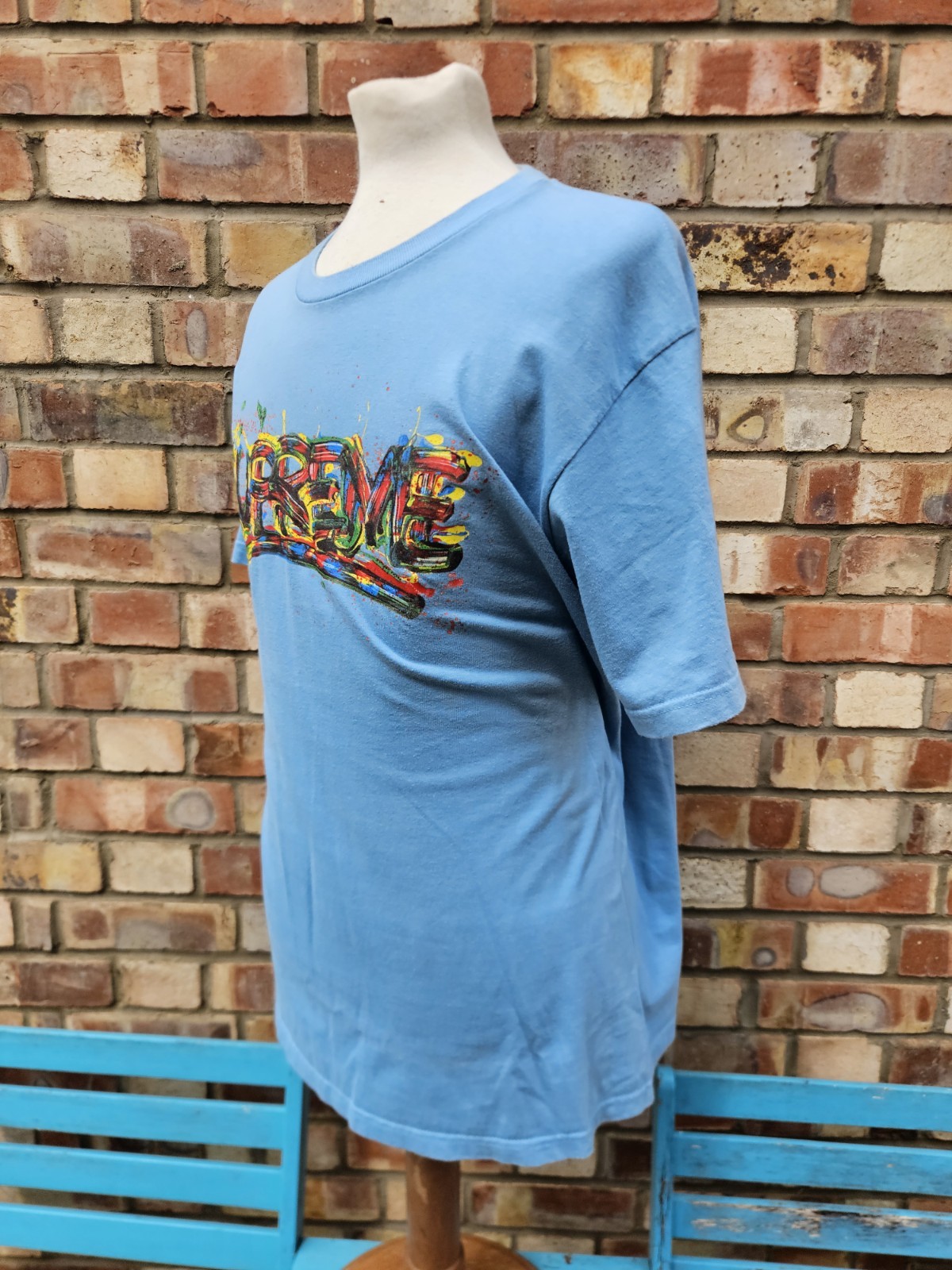 Supreme Pre Shrunk T-shirt Light Blue 100 % Premium Cotton Pullover UK Med image 4
