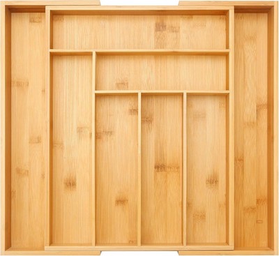 SECURA EXPANDABLE KITCHEN DRAWER ORGANIZER 8 SLOTS, FLATWARE - DO-4333 - BAMBOO