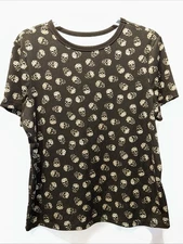 No Boundaries XXL Juniors Black Leopard Skull Baby Tee Shirt Grunge Rock Goth