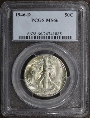 1946-D (MS66) Walking Liberty Half Dollar 50C PCGS - Superb Gem!