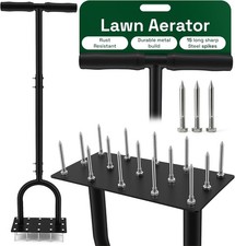 Lawn Aerator Tool with 15 Spikes T Handle Manual Lawn Grass Soil Aerating Tool