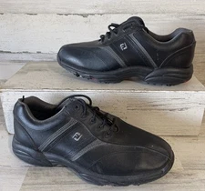 Footjoy Mens Greenjoy Golf Shoes Cleats 9M 45471 Black Leather Lace Up Spikes