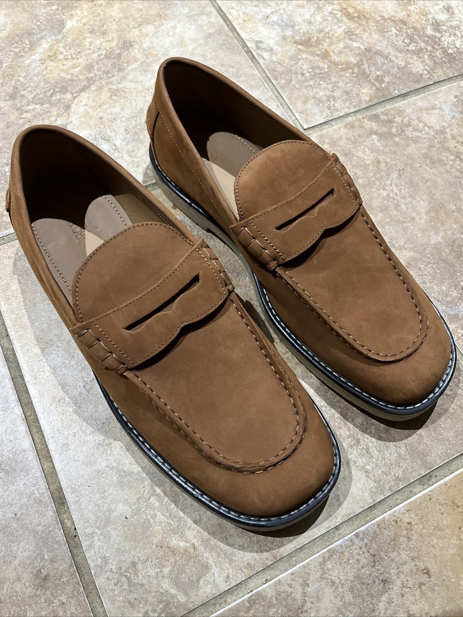 Men ZARA Suede Penny Loafers SIZE D