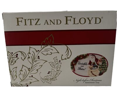 Fitz & Floyd Twinkle and Shine Christmas Canape Cookie Plate Ceramic Candy Dish