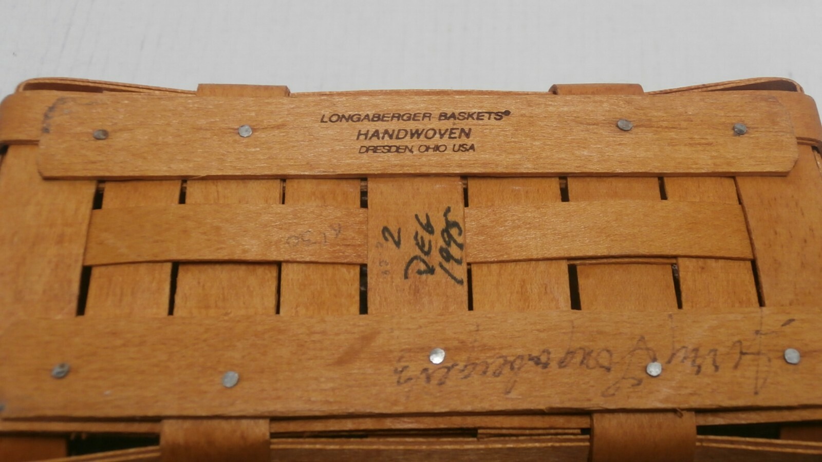 Longaberger 1995 Dresden Basket w/ Plastic Protector Signed by Jerry