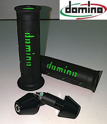 DOMINO Griffe XM2 + Gegengewichte SCHWARZ GRÜN UNIVERSAL für HUSABERG Motorrad