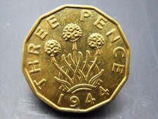 GEORGE VI THREEPENCE 1944  FULL LUSTRE / SNIFF'S  ANCIENT COINS T-6