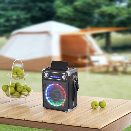 6.5in Portable Bluetooth Speaker Party Karaoke Machine w/ 2 Wireless Mic LED TWS - Picture 14 of 22