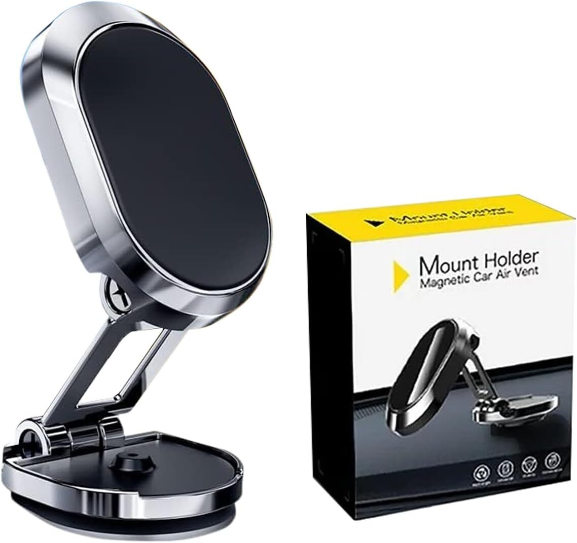 Magnetic Phone Holder Folding Magnetic Car Phone Mount 360 Rotation Dashboard