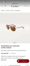 Authentic Men Red Cartier aviator sunglasses, great condition