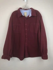Scandia Woods Mens Soft Fleece Button Front Shacket Burgundy Jacket Shirt Sz XL