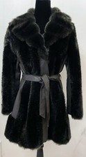 Vintage Royal-minke By Hillmoor Womens Faux Fur Leather Trim Jacket Medium Brown