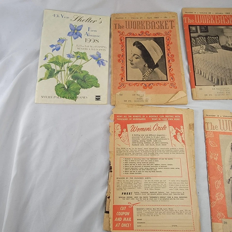 Vintage Workbasket Magazines & Farm Almanac 1998 Lot Of 11 Needlework 1960s - Image 2 of 4