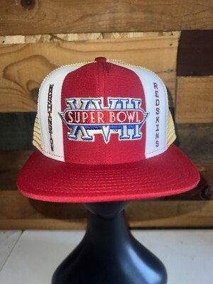 Vintage Washington Redskins Super Bowl 17 NFL Football Red Hat AJD Lucky Stripes