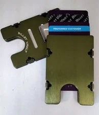 Billet Aluminum Wallet/Credit Card/holder, RFID protection, Plain Front, Green 