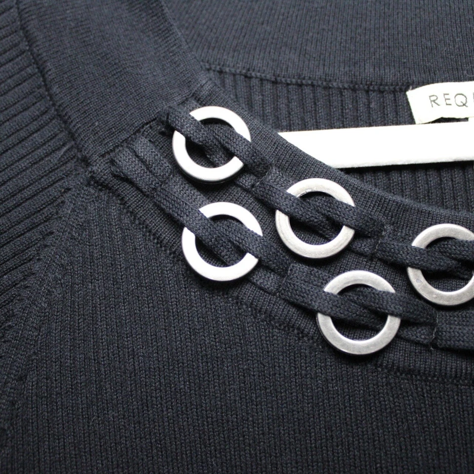 Blusa Vintage Requisitos Talla XL Acanalada Tejida Metal Ojal Cuello Capricho Foto 4 de 4