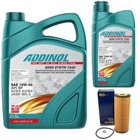 MotoröL Set Addinol 10W-40 Semi Synth 6 Liter + ÖLfilter FüR Seat Leon 2.8 Cupra